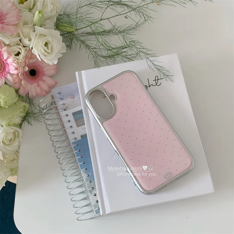 Phone Cases That Charge Your Phone - Korean ins Cream Pink Polka Dot