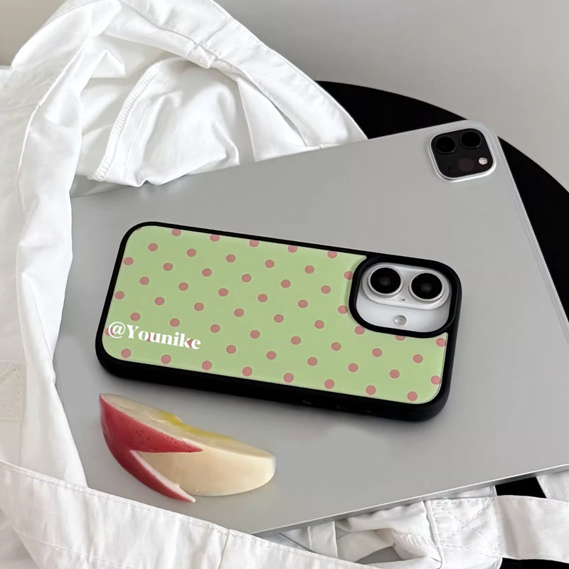 Phone Cases Polka Dot - Ins Korean Retro Cartoon Green Background