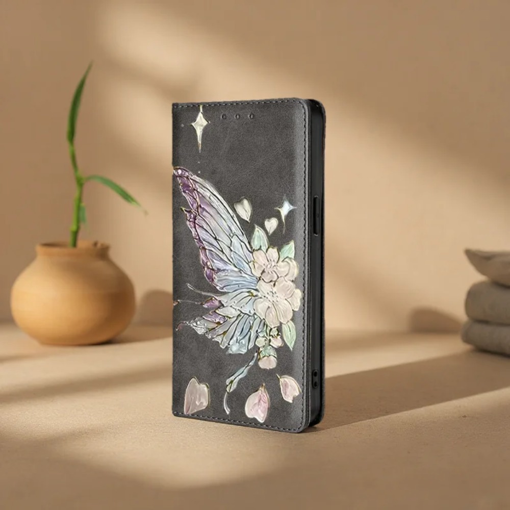 Flip Leather Case - Popular Shockproof Butterfly Painting Patterns Flip