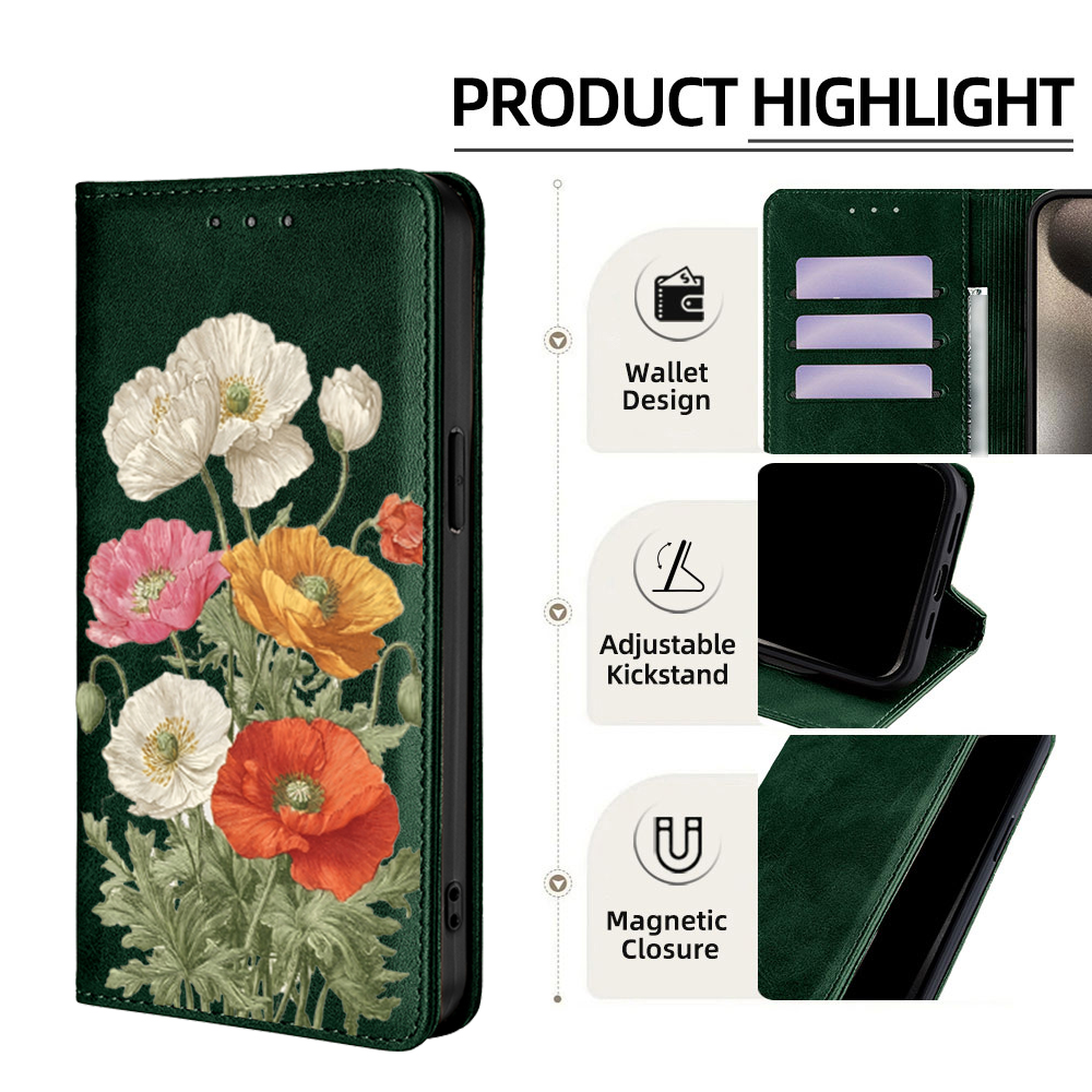 Magnetic Leather Floral patter - Flip Leather Case review and price
