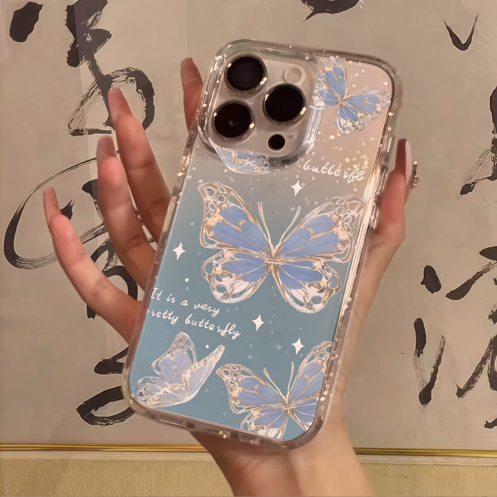 Luxury Blue Butterfly Clear Gl - Phone Cases Classy review and price