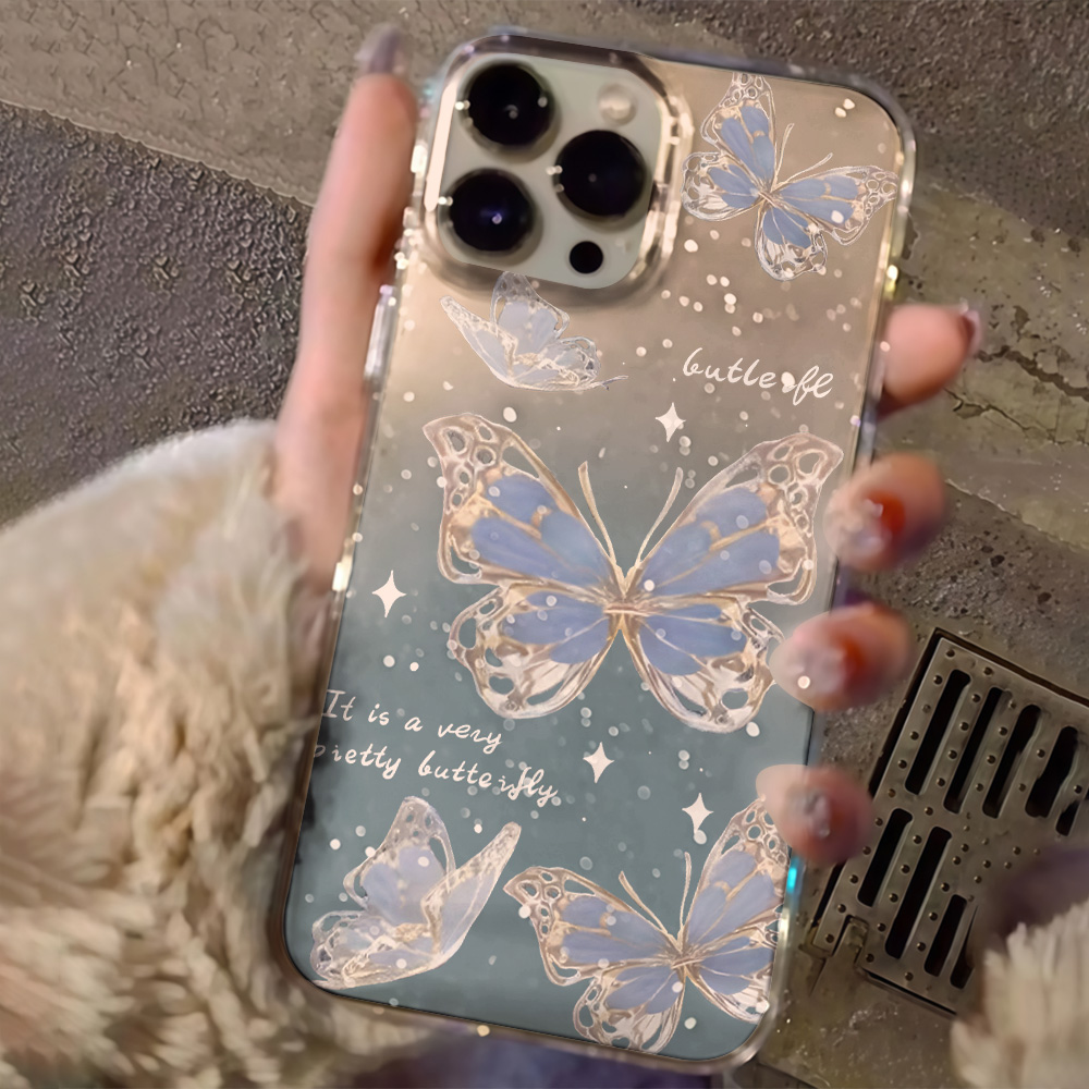Luxury Blue Butterfly Clear Gl - Phone Cases Classy review and price
