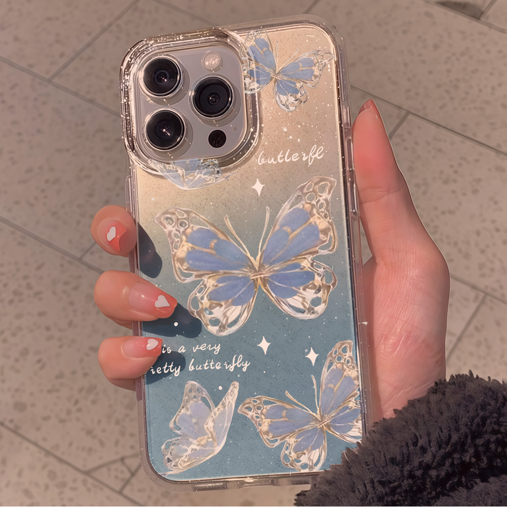 Luxury Blue Butterfly Clear Gl - Phone Cases Classy review and price